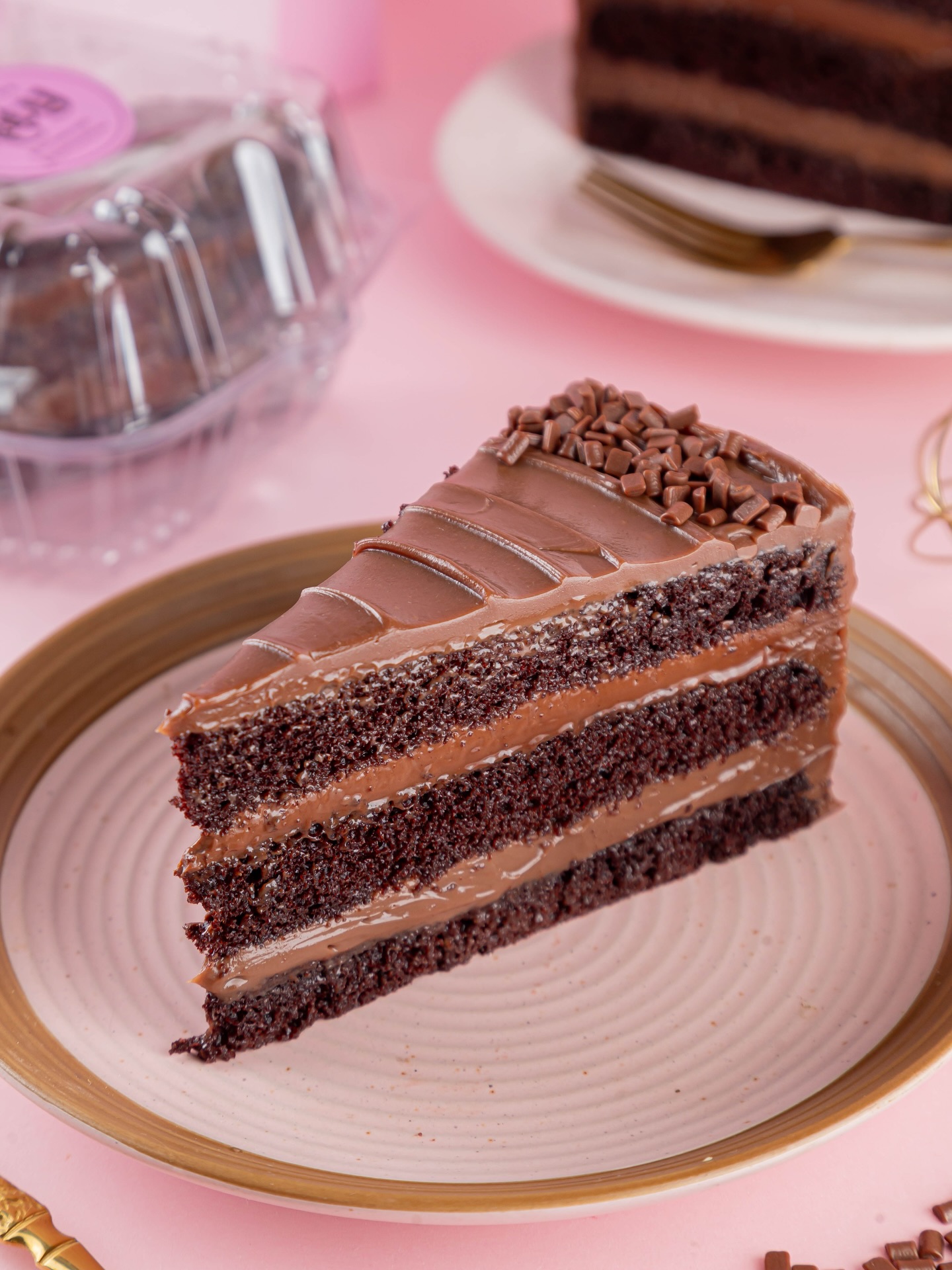 Fatia de bolo de chocolate da DeliCatia